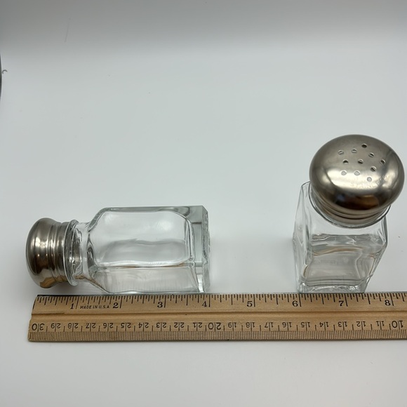 Classic Clear Glass Refillable Salt & Pepper Shaker Set w/ Stainless Steel Lids - Picture 7 of 7